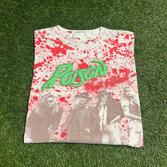 1990 poison flesh and blood AOP tee Size Large USED v11570