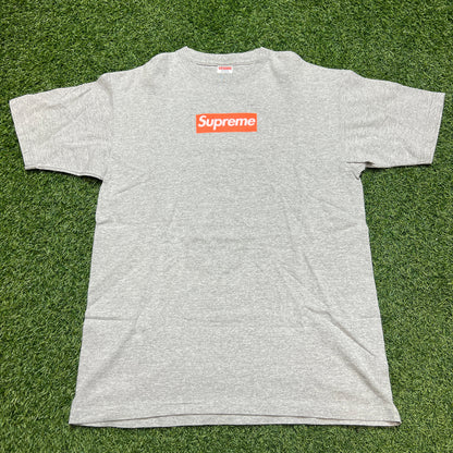 Supreme Box Logo Safety Orange 2001 Tee Grey Size Large USED x9169