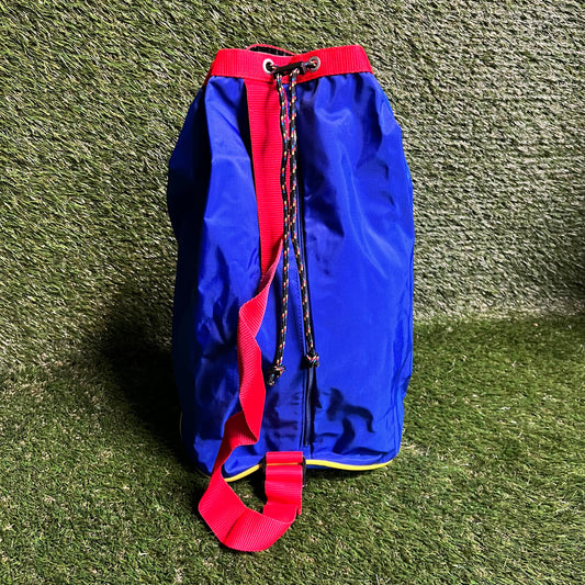 Blue and Red Cylinder Duffle USED v4623