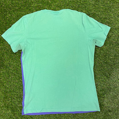 Adidas Green/Blue Split Tee Size Medium USED v12717