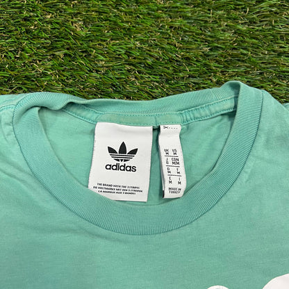 Adidas Green/Blue Split Tee Size Medium USED v12717