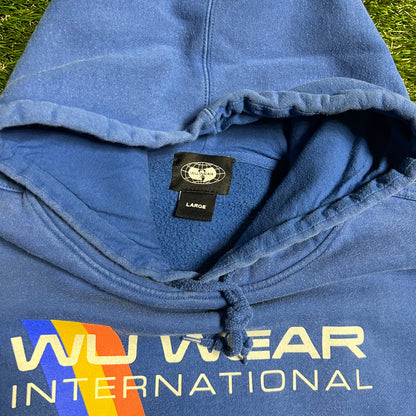 Wu Wear International Blue Hoodie Size Large USED v12810