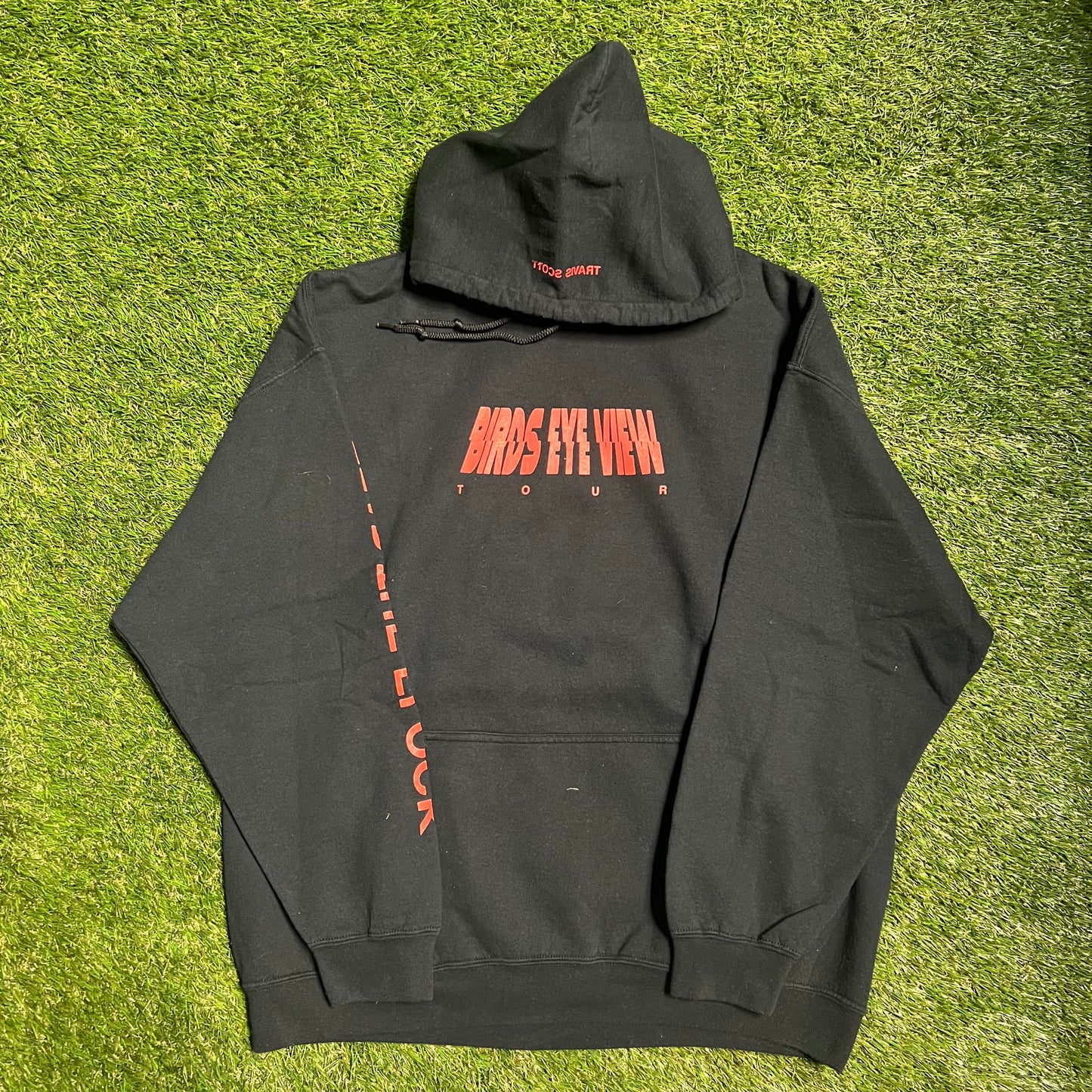 Travis Scott Birds Eye View Tour Black Hoodie Size XL USED x9469