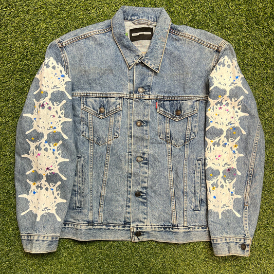 Sp5der web denim jean jacket Size XL NEW x9782