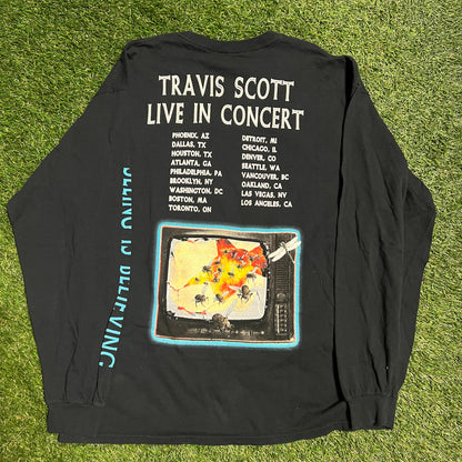 Travis Scott Live In Concert USA 17' TV Graphic Black LongSleeve Size XL USED x9855