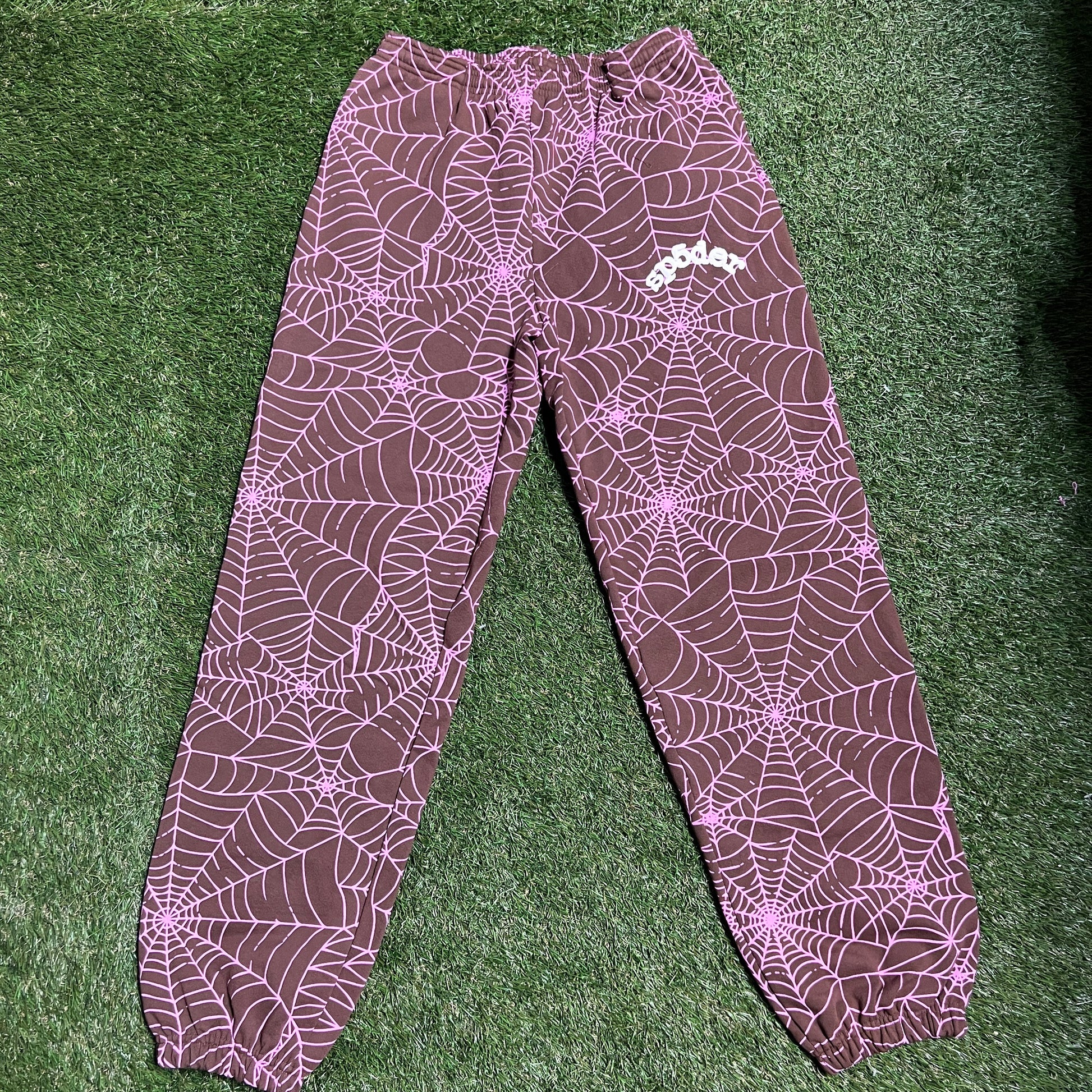 Sp5der AOP brown sweatpants Size Large NEW x9936