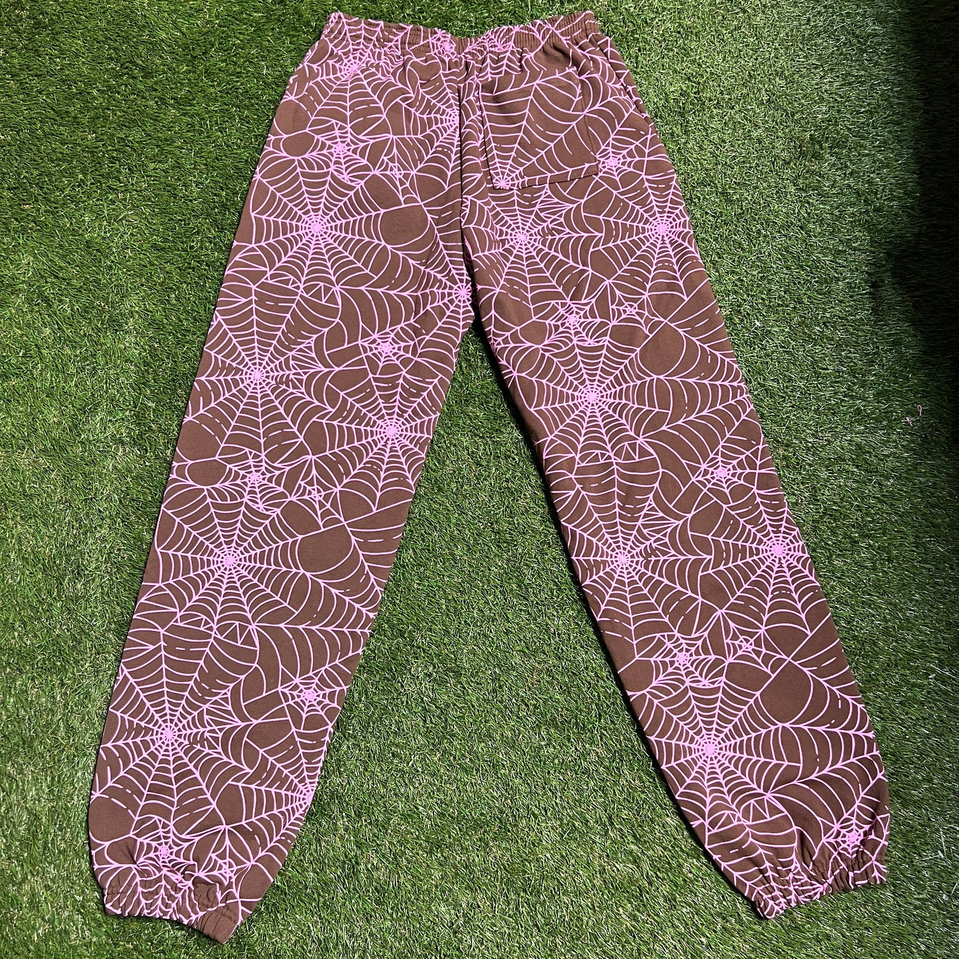 Sp5der AOP brown sweatpants Size Large NEW x9936