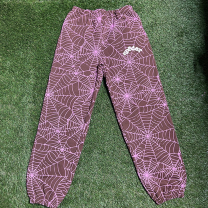 Sp5der AOP brown sweatpants Size Medium NEW x9935