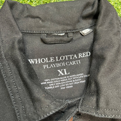 Playboi carti whole lotta red denim jacket black Size XL USED x9956