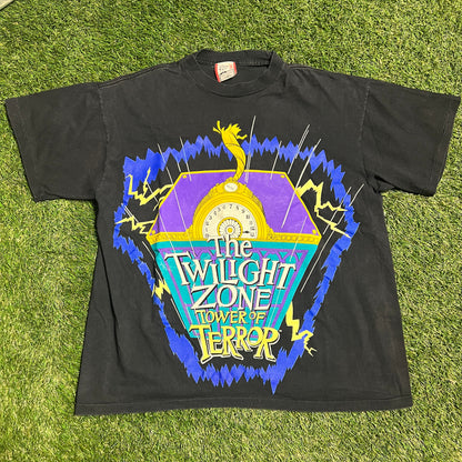 Twilight zone tower of terror tee black Size XL USED v13182