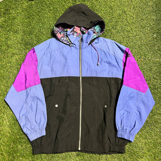 Nike 1990s Floral Print hoodie windbreaker Size Large USED v2561