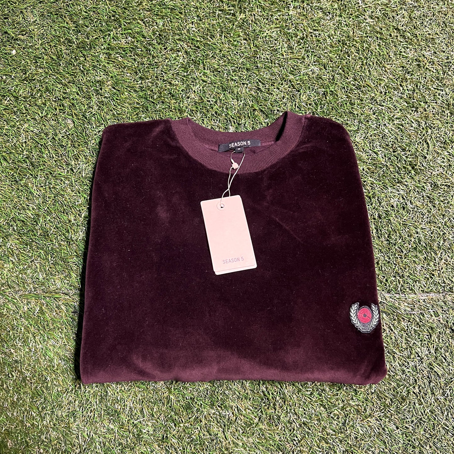 Yeezy season 5 velour oxblood crewneck Size Small NEW x10196