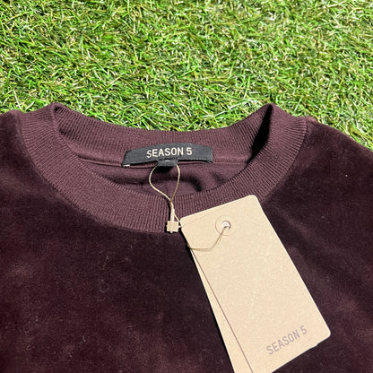 Yeezy season 5 velour oxblood crewneck Size Small NEW x10196