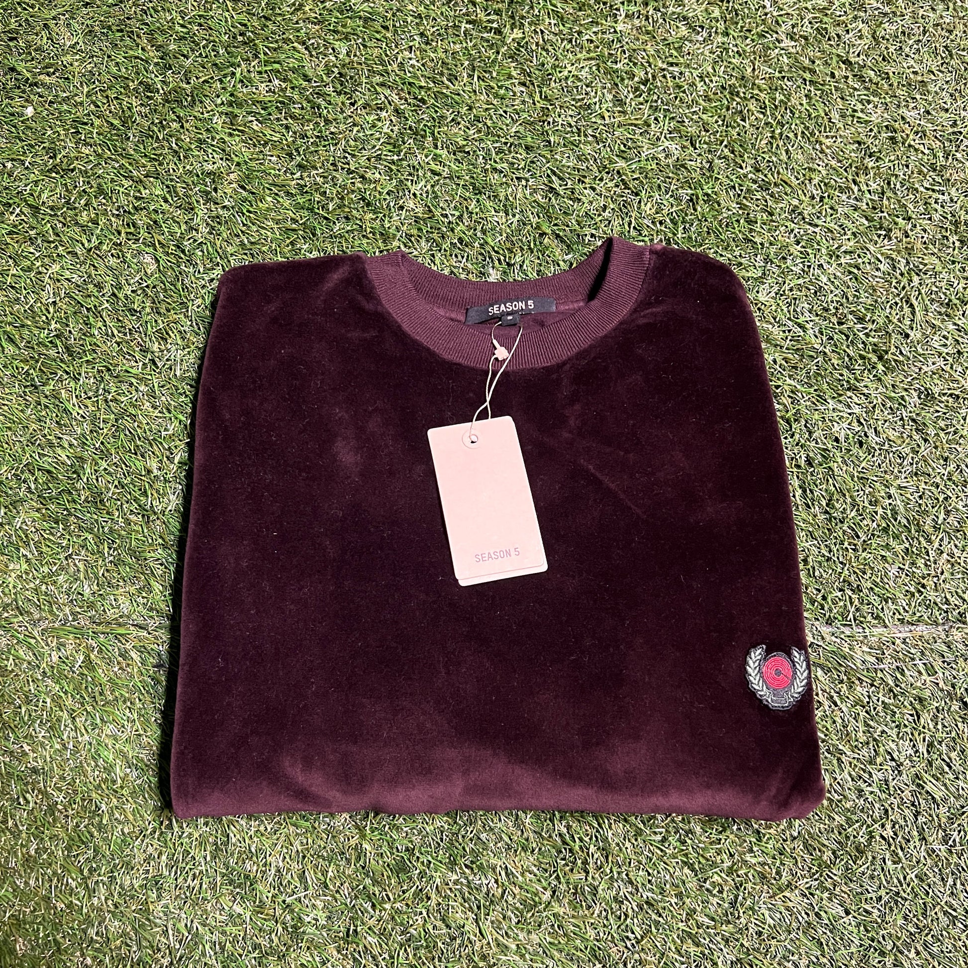 Yeezy season 5 velour oxblood crewneck Size Small NEW x10195