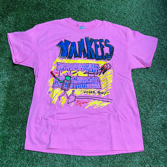 5am Yankees Never Quit Pink Tee Size XL USED v13384