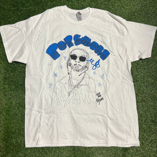 5AM Pop Smoke Drawing Tee Size XL USED v7574