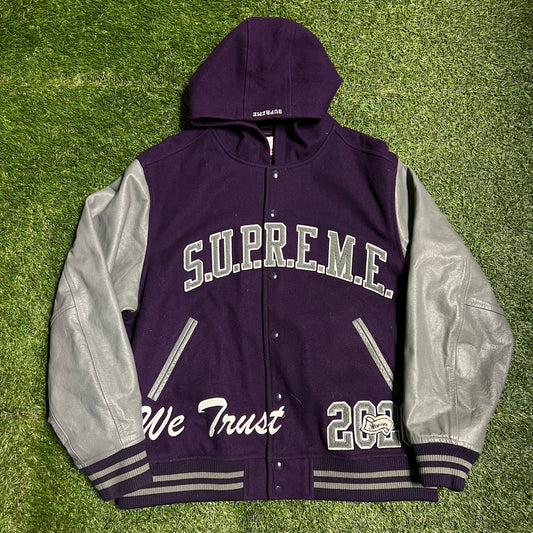 Supreme 2020 Honors #20 King Purple Hooded Varsity Jacket Size XL USED x10376