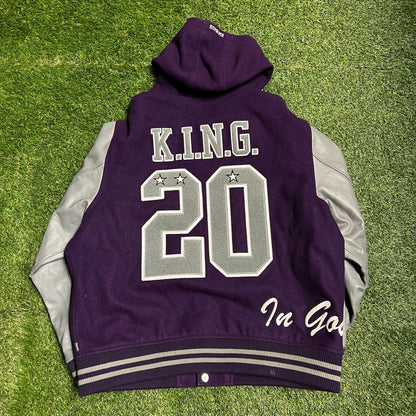 Supreme 2020 Honors #20 King Purple Hooded Varsity Jacket Size XL USED x10376