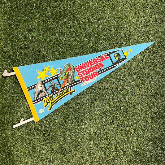 1990s Universal Studios Tour California 20th Anniversary Blue Pennant OS USED v13432