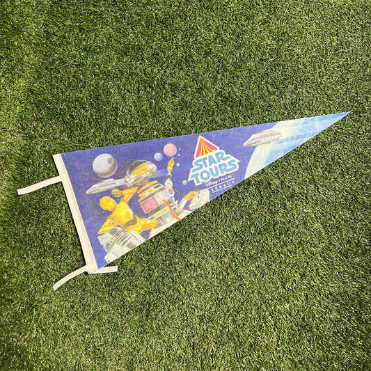 1990s Star Wars Star Tours Disney MGM Blue Pennant OS USED v13431