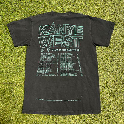 Kanye West 2008 Glow In The Dark Tour Black Tee Size Small USED x10408