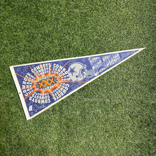 1990s NFL Super Bowl XXX Cowboys Blue Pennant OS USED v13419