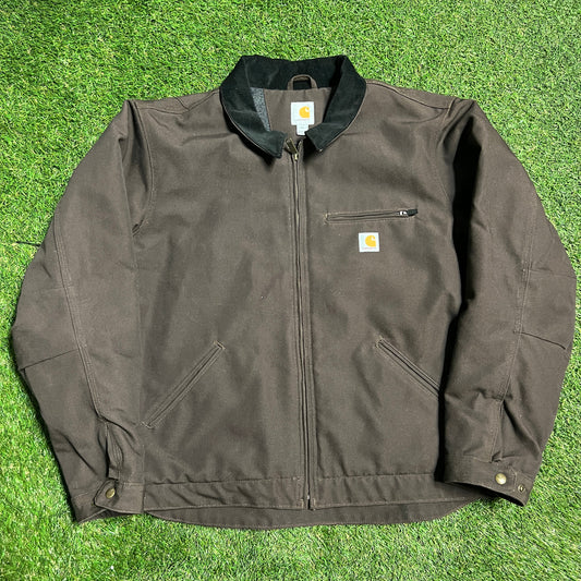 Carhartt Striped Line Brown Work Jacket Size XL USED v13571
