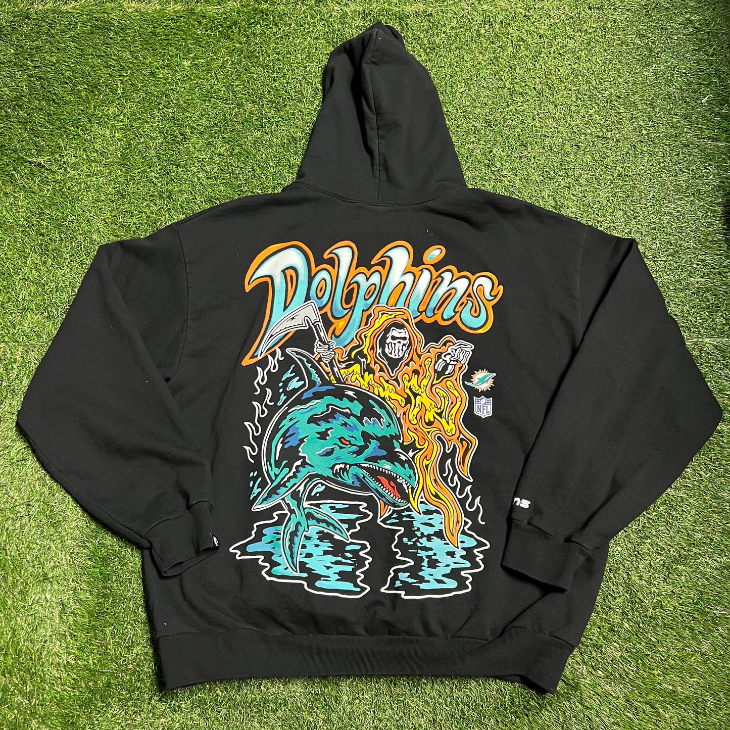 Warren Lotas NFL Dolphins Black Hoodie Size XXL USED x10626