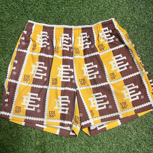 Eric Emanuel stamp shorts brown and yellow Size XXL USED x10654