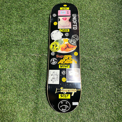 Supreme chicken dinner sticker bombed skateboard USED x10663