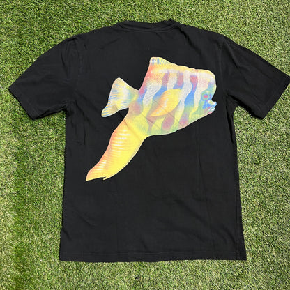 Palace Colorful Fish Logo Black Tee Medium USED x10678