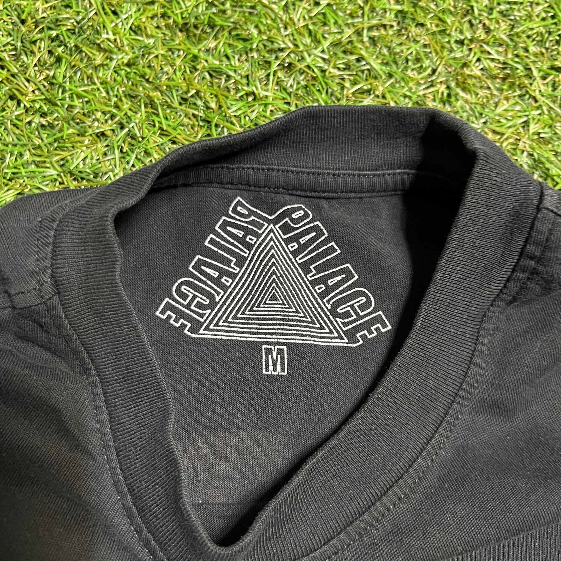 Palace Colorful Fish Logo Black Tee Medium USED x10678