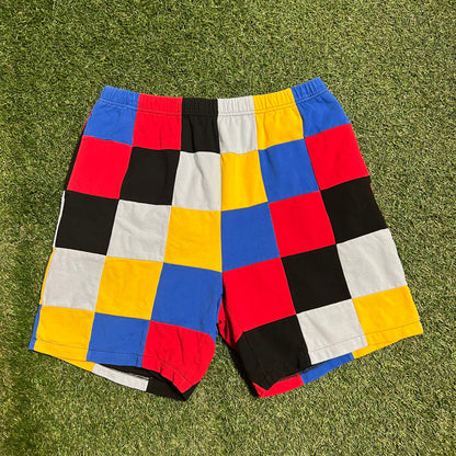 Supreme Sqaure Patch Work Shorts Size Large USED x10771