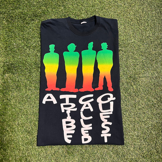 A Tribe Call Quest 4 Guys Posing Black Tee Size XL USED v13673