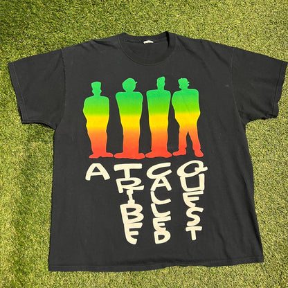 A Tribe Call Quest 4 Guys Posing Black Tee Size XL USED v13673