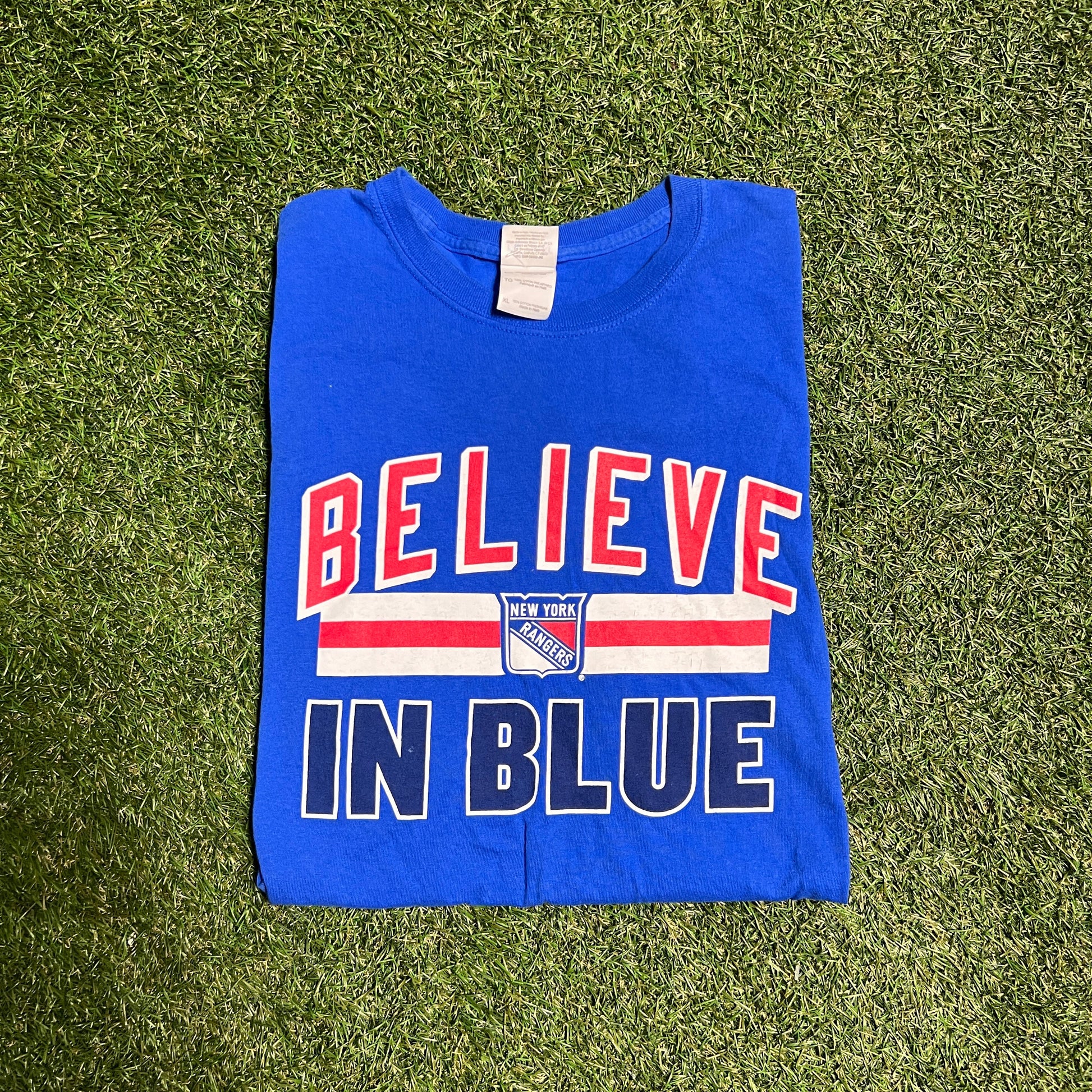 NY Rangers believe in blue tee Size XL USED v13694