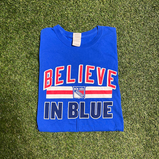 NY Rangers believe in blue tee Size XL USED v13694