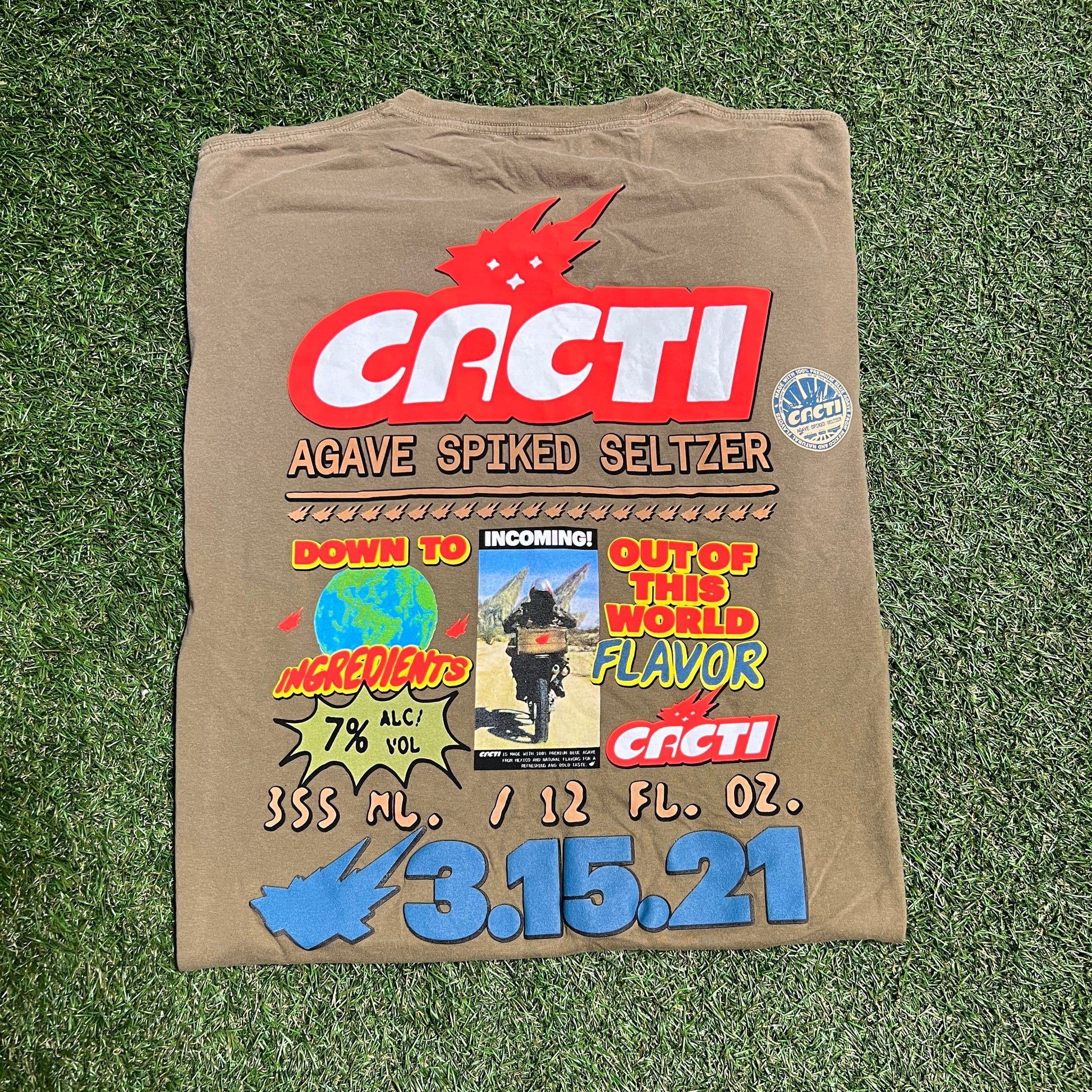 Travis Scott Cacti Seltzer Brown Tee Size XXL USED x10856