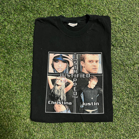 Justin Timberlake Christina Aguilera 2003 Tour Black Size Medium USED v13716