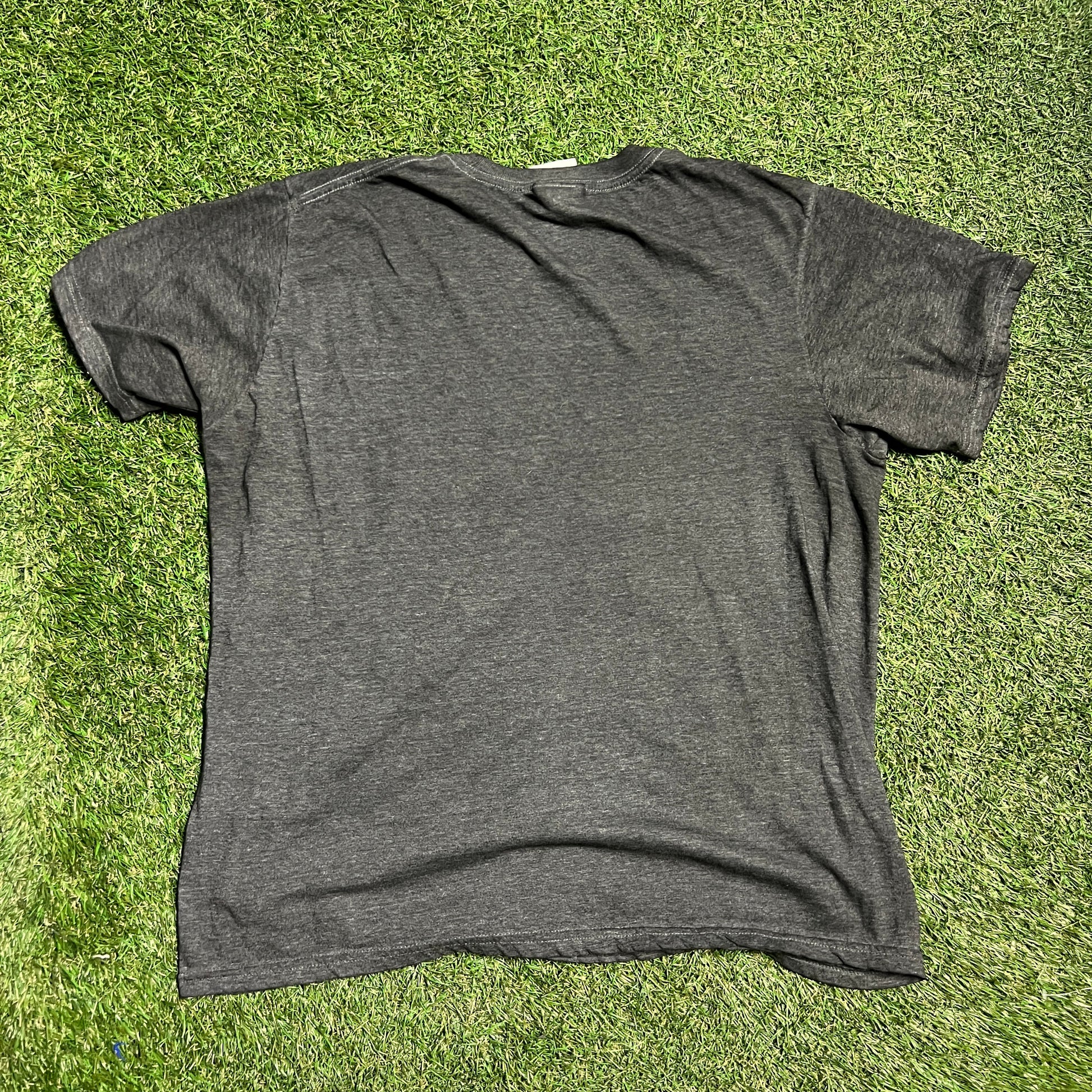 Nike dark gray tee right white swoosh Size Large USED v13749