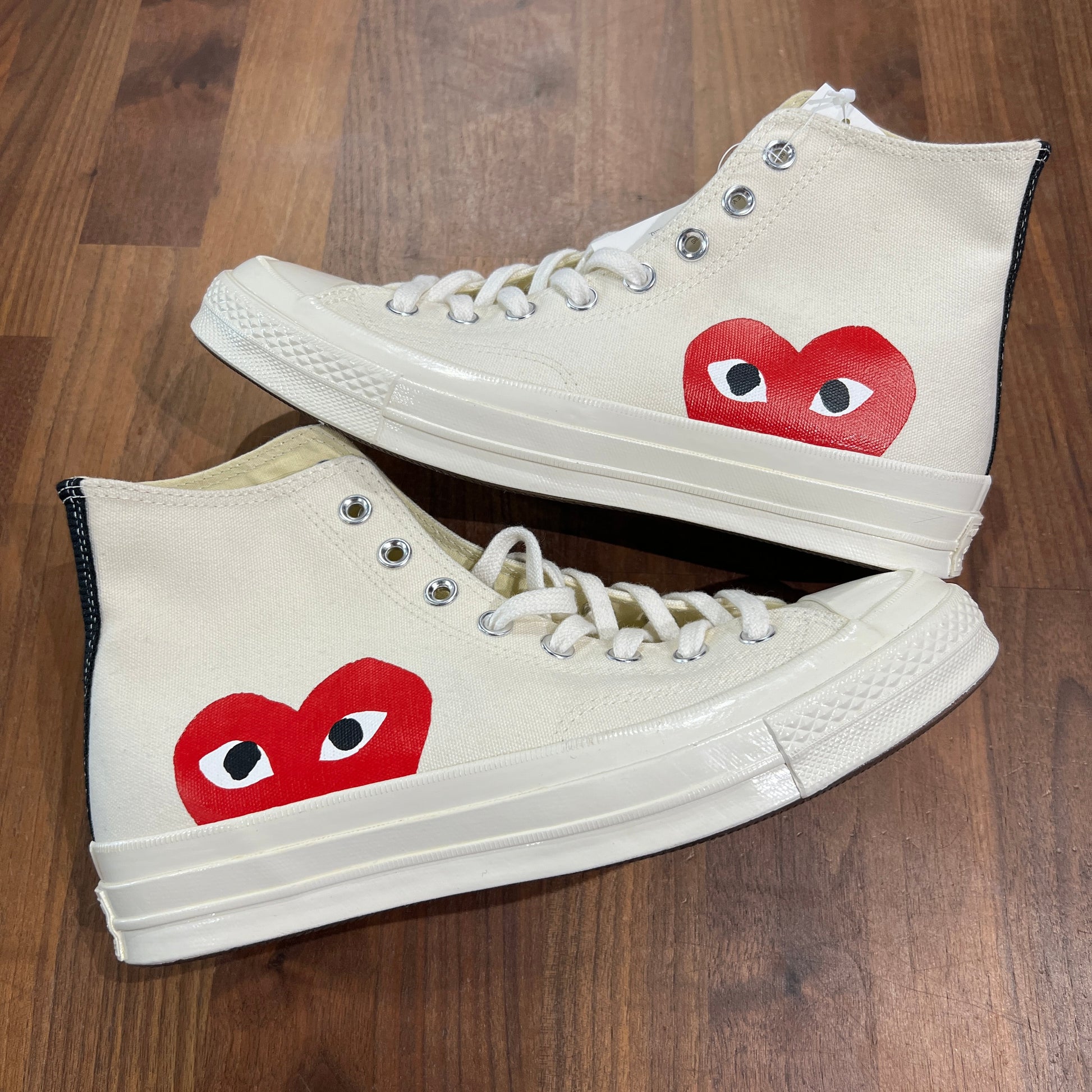 CDG Converse hi top white Size 8 NEW s13430