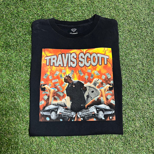 Travis Scott Diamond Supply CO. Black Tee Size Medium USED x10983