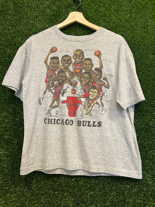 Bulls Cartoon Slam Dunk 1990s back print Salem Tag Tee Size Small USED