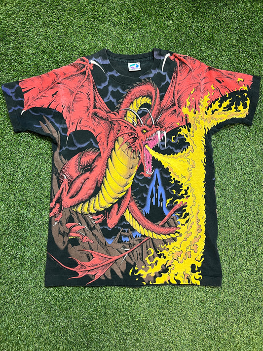 Liquid Blue Dragon Full Print 1993 Size Large USED v6460