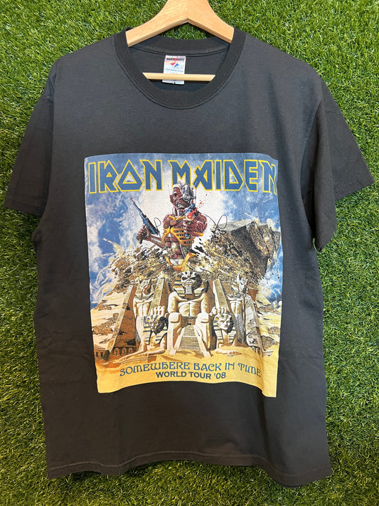 Iron maiden somewhere back in time 2008 world tour tee black Size Large v11400 USED