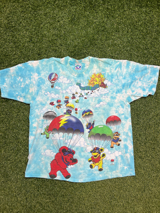Grateful Dead Parachuting Sky Diving 1993 Blue Sky Tee Size XL USED